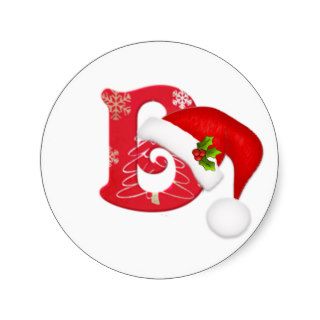 Monogram letter B, Santa hat Christmas  Sticker