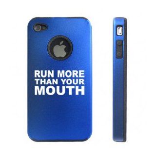 Apple iPhone 4 4S 4G Blue DD524 Aluminum & Silicone Case Run More Than Your Mouth Cell Phones & Accessories
