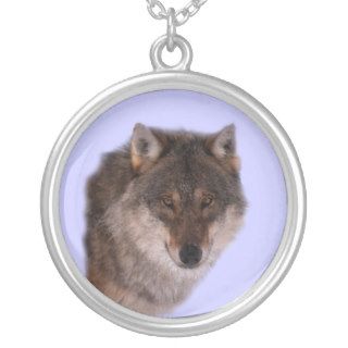 Lone Wolf Face  Necklace
