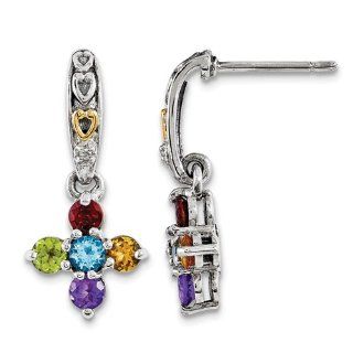 Sterling Silver & 14k Five stone and Diamond Mother's Earring Semi Mount Other Jewelry