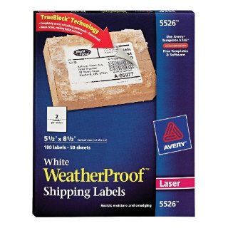Avery Weatherproof Laser Shipping Labels, 5.5 x 8.5 Inches, Pack of 100 (5526) 