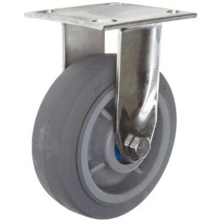RWM Casters Freedom 48 Series Plate Caster, Rigid, Rubber on Aluminum Wheel, Ball Bearing, 525 lbs Capacity, 4" Wheel Dia, 2" Wheel Width, 5 5/8" Mount Height, 4 1/2" Plate Length, 4" Plate Width