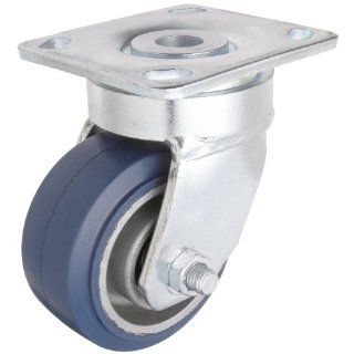 RWM Casters S45 Series Plate Caster, Swivel, TPR Rubber Wheel, Stainless Steel Plate, Stainless Steel Ball Bearing, 525 lbs Capacity, 6" Wheel Dia, 2" Wheel Width, 7 1/2" Mount Height, 4 1/2" Plate Length, 4" Plate Width Industria