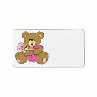 Mommy and Baby Girl Bear Address Label