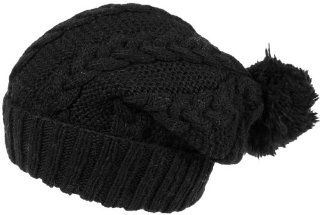 Nirvanna Designs CH509 Cable Knit Slouch Hat with Pom Pom and Fleece, Black  Cold Weather Hats  Sports & Outdoors