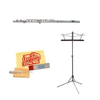 Gemeinhardt 2SP Student Soprano Flute Bundle with Music Stand, Care Kit, and Polishing Cloth Musical Instruments