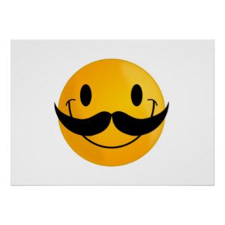 Smiley Face with Mustache Print