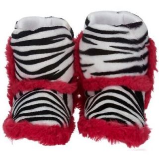 Capelli New York Zebra Printed Fur Boot & Fur Trim Girls Indoor Slipper Pink 10/11 Shoes
