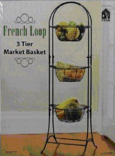 Mesa French Loop 2 Tier Basket Stand for Bathroom or Kitchen   Home Storage Baskets