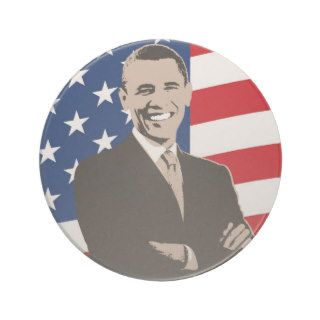 Smiling Patriotic Barack Obama Pop Art Drink Coasters