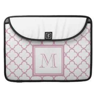 Pink and White Quatrefoil  Your Monogram Sleeve For MacBooks