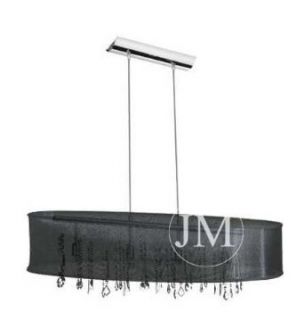 Shaded Light Design 4 Light 34" Chrome Crystal Linear Chandelier Pendant with an Organza Shade SKU# 10585   Ceiling Pendant Fixtures  