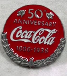 Coca Cola  50 YEAR Anniversary Enamel Pewter Lapel  Pin Clothing