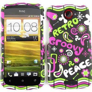 HTC ONE S RETRO GROOVY PEACE MATTE TEXTURE CASE ACCESSORY SNAP ON PROTECTOR Cell Phones & Accessories