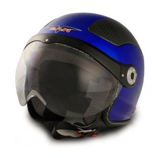 VCAN V528 Milano Royal Blue Medium European Style Open Face Helmet Automotive