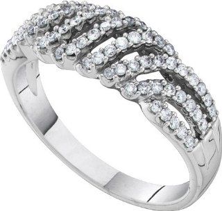 Real Diamond Wedding Engagement Ring 0.41CTW DIAMOND FASHION BAND 14K White gold Jewelry