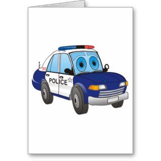 Cartoon Police Car Greeting Card