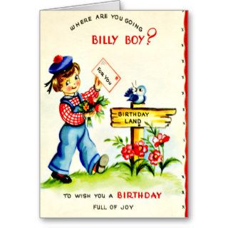 Billy Boy   Retro Little Boy Happy Birthday Cards