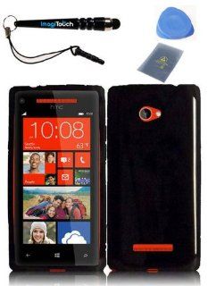 IMAGITOUCH(TM) 4 Item Combo For HTC Windows Phone 8X HTC 6990 HTC Zenith(AT & T, T Mobile, Verizon) Flex TPU Skin Case Cover Phone Protector   Black (Stylus Pen, ESD Shield Bag, Pry Tool, Phone Cover) Cell Phones & Accessories