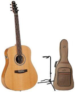 Seagull S6 Slim Acoustic Electric Guitar w/Seagull Gig Bag and Guitar Stand Musical Instruments