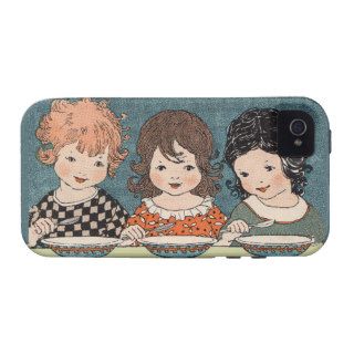 Vintage Little Girls Eating Soup Three Sisters Case Mate iPhone 4 Cases