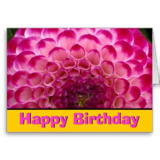 Pink Dahlia Flower Happy Birthday Greeting Card