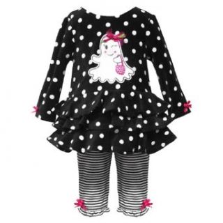 Size 6M RRE 50941F 2 Piece BLACK WHITE DOTS STRIPES 'Winking Ghost' Halloween Party Tunic Dress/Legging Outfit Set,F650941 Rare Editions Baby/NEWBORN Clothing