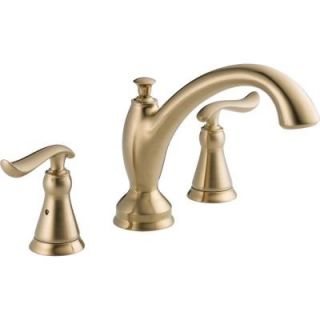 Delta Linden 2 Handle Deck Mount Roman Tub Faucet Trim Kit Only in Champagne Bronze (Valve Not Included) T2794 CZ