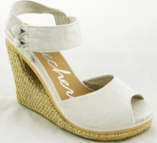 Skechers Loveshine Missin You Womens Wedge Sandals Ivory 10 Shoes