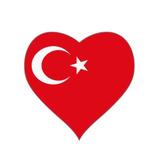 Turkey/Turkish Flag Heart Stickers