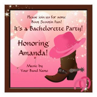 Cowgirl Bachelorette Party Custom Invitatio Custom Invites