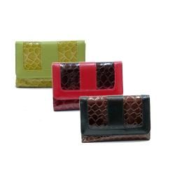 Dasein Faux Leather Embossed Snake Skin Tri fold Wallet Dasein Women's Wallets