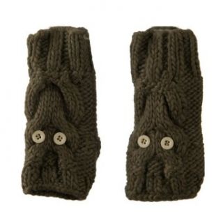 Ladies Button Eyes Fingerless Arm Warmer   Mocha OSFM Cold Weather Gloves