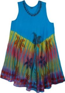 TLB   Turquoise Palm Beach Coverup   Length 42.5"; Bust Free size Fashion Swimwear Cover Ups