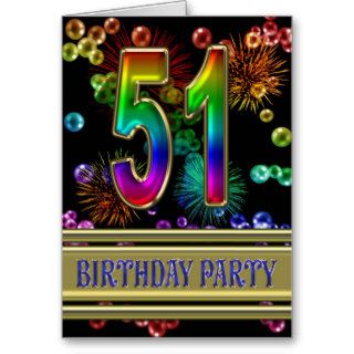 51st Birthday party Invitation Greeting Cards