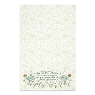 Grandmother Poem with Birds Stationery Paper