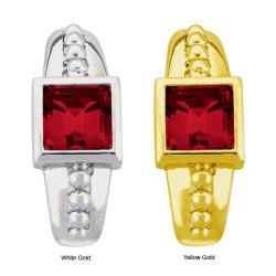 10k Gold Synthetic Garnet Contemporary Square Stud Earrings Gemstone Earrings