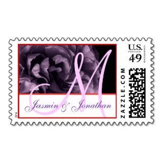 Bride Groom Monogram PURPLE  Rose RED Trim Stamps
