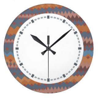 Cinco de Mayo Mexican ZigZag Southwestern Colors Round Clock
