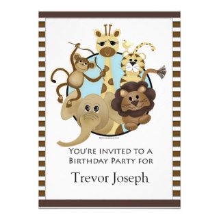 Birthday Party Invitiation Safari Style Personalized Announcements