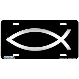 532 "Christian Fish in Silver" Christian License Plate Car Auto Novelty Front Tag by Jason Fetko from Airstrike Automotive