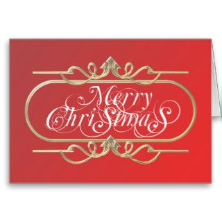 Red and Gold Merry Christmas Christmas Card