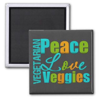 Vegetarian Peace Love Veggies Refrigerator Magnet