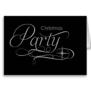 Silver Sparkles Christmas Holiday Party Invitation Cards