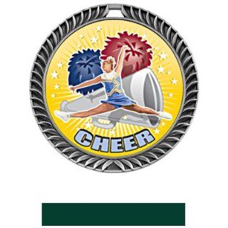 Hasty Awards Crest Custom Cheer Medal HD M 8650CH SILVER MEDAL/HUNTER NECK RIBBON 2.5 CREST/INSERT HD  Sporting Goods  Sports & Outdoors