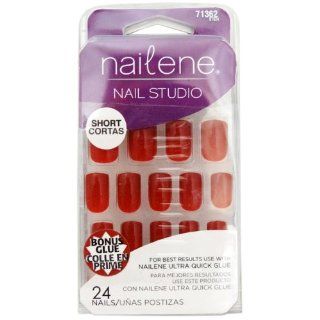 Nailene Nail Studio Short Red with Bonus Glue 71362  False Nails  Beauty