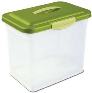 Sterilite Show Offs Storage Container   14 1/4 x 13 1/4 x 9 1/2   Set of 6   Clear with Green Lid   Lidded Home Storage Bins