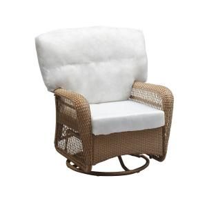 Martha Stewart Living Charlottetown Natural All Weather Wicker Patio Swivel Rocker Lounge Chair with Bare Cushion 55 909556/44