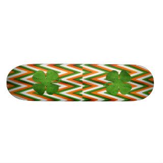 St Patrick's Green Shamrock Irish Chevron Pattern Skateboard Decks