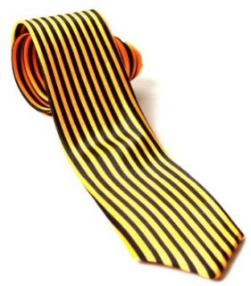 Trendy Skinny Tie   Black and Orange Vertical Striped at  Mens Clothing store Neckties